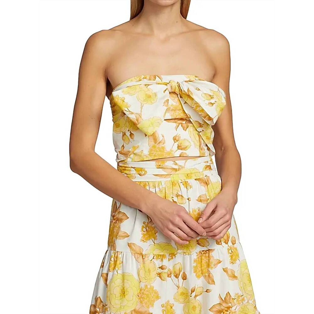 NEW BA&SH naimee floral tube top in jaune